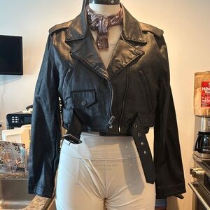 GAP Black Leather Biker Jacket
